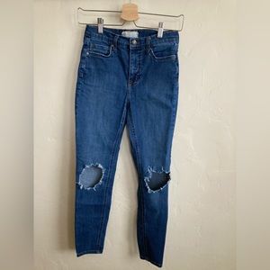 Free People Denim Distressed High Rise Skinny Jeans, Women’s Size 27